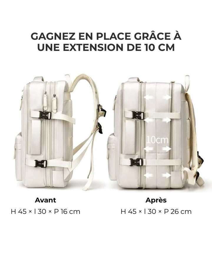 Sac à dos cabine extensible, profondeur extensible de 10 cm
