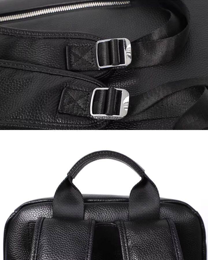 Petit sac à dos en cuir véritable pour homme, détails soignés