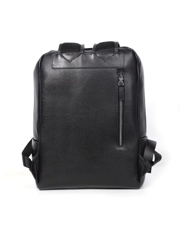 Petit sac à dos en cuir véritable pour homme, vue de dos avec poche secrète zippée
