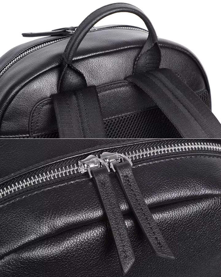 Petit sac à dos de ville en cuir pour homme, vu des détails