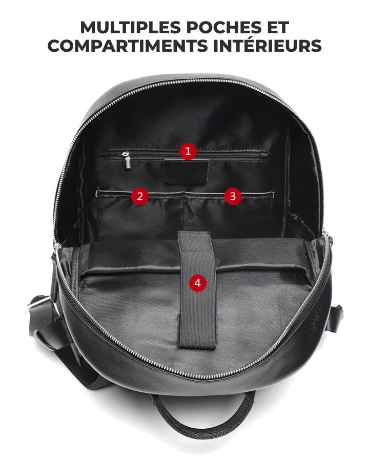 Petit sac à dos de ville en cuir pour homme, avec multiples poches et compartiments intérieurs