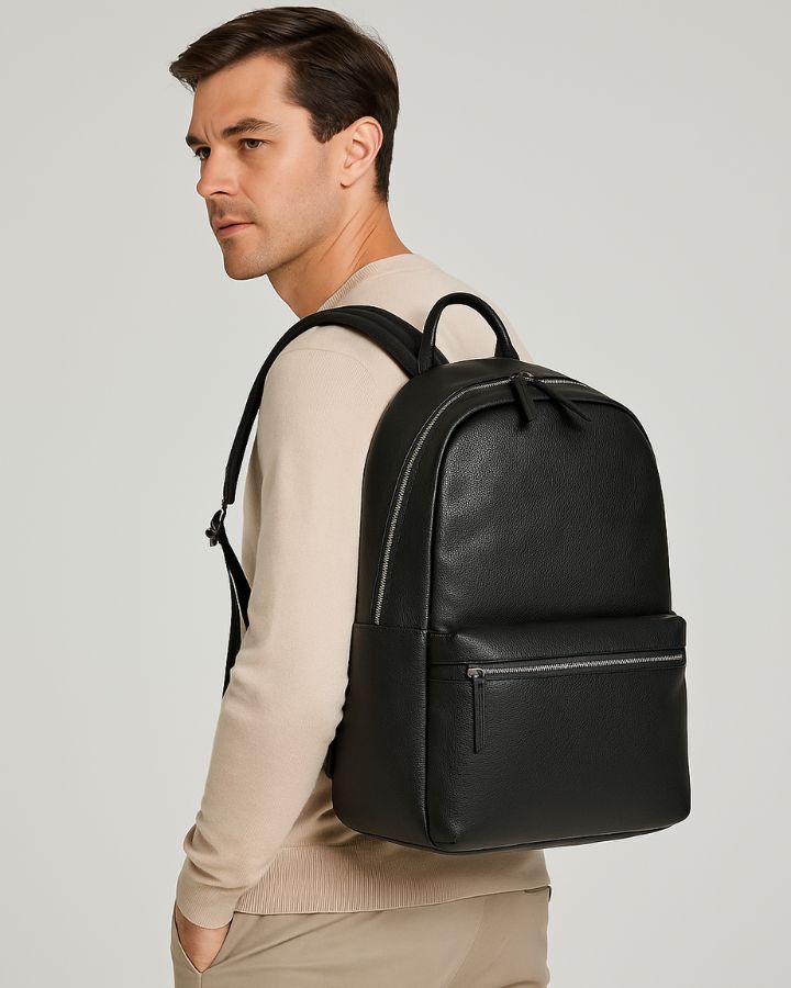 Petit sac à dos de ville en cuir pour homme, porté sur l'épaule