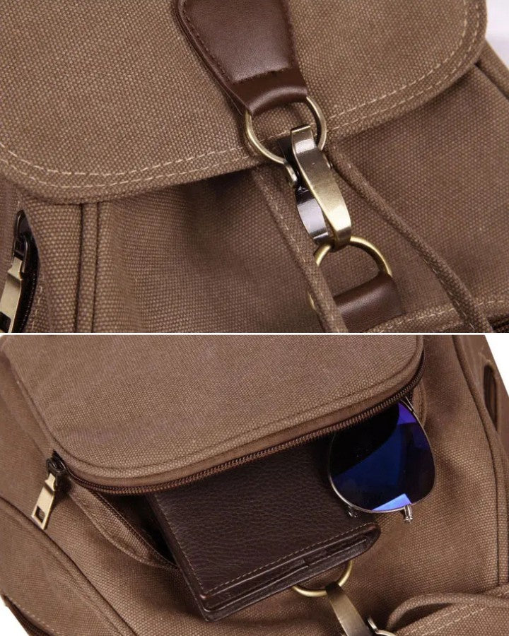 Petit Sac à Dos en Toile Femme, détails fermeture boucle