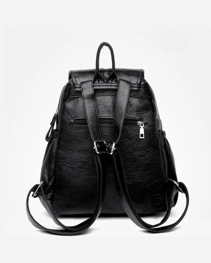 Petit Sac à Dos en Simili Cuir Femme, vue de dos avec poche secrète zippée