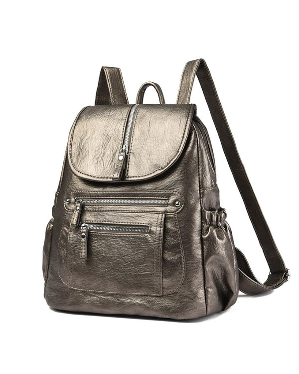Petit Sac à Dos en Simili Cuir Femme, doré