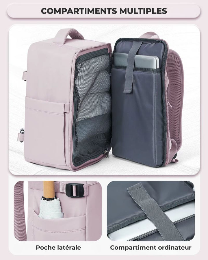 Sac à dos 40 x 20 x 25 cm Ryanair, multiples compartiments