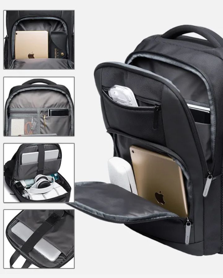 Sac à dos avec pochette ordinateur, multiples poches et compartiments intérieur