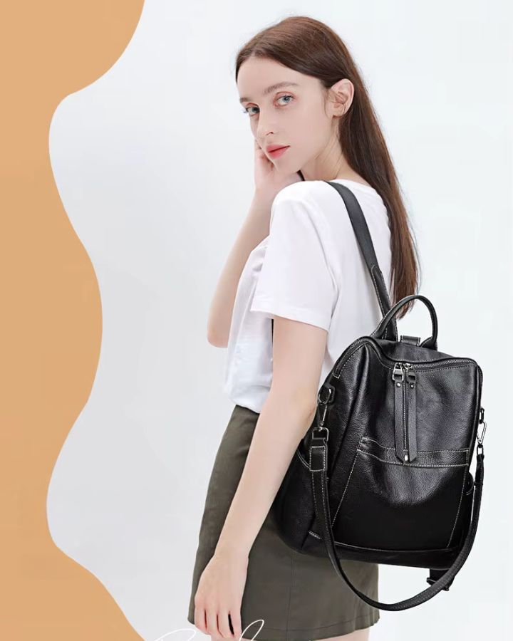 Sac à dos bandoulière cuir femme, porté en bandoulière