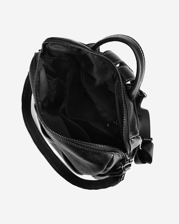 Sac à dos bandoulière cuir femme, photo ouvert