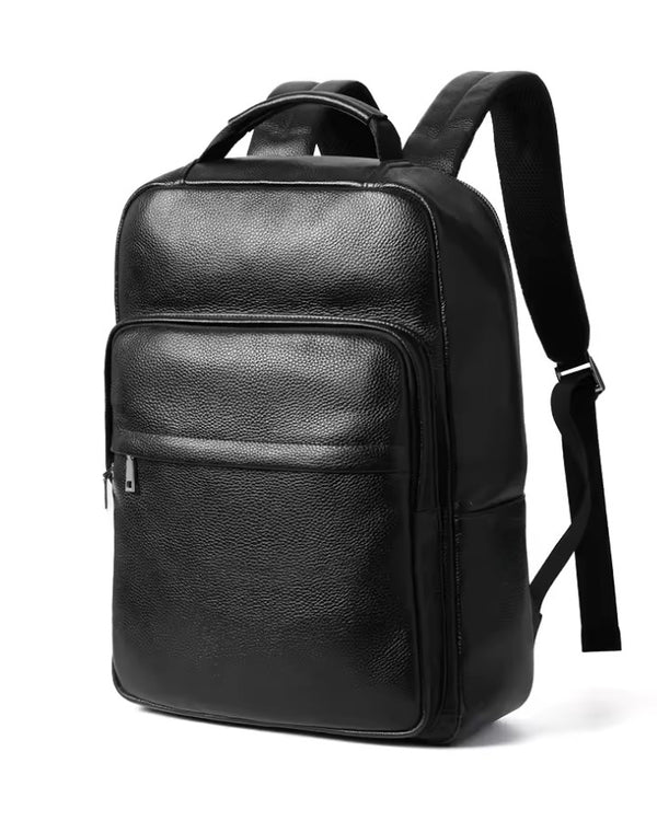 Sac à dos business homme en cuir, coloris noir, cuir véritable de vachette