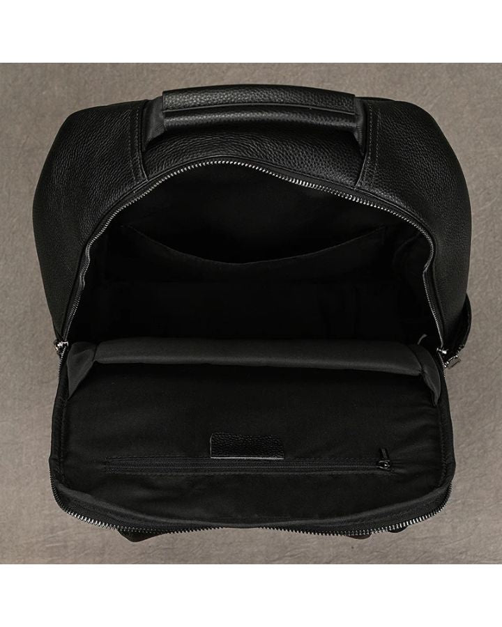 Sac à dos business homme en cuir, ouverture principale compartimentée avec compartiment pour ordinateur portable
