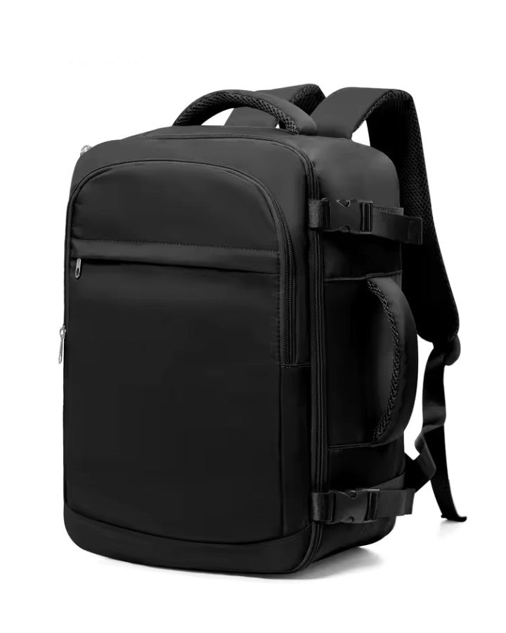 Sac à dos cabine 40 x 30 x 20 noir élégant vu de trois quarts