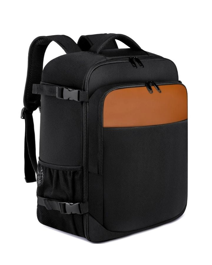 Sac à Dos Cabine Avion 40x20x25, noir et cognac