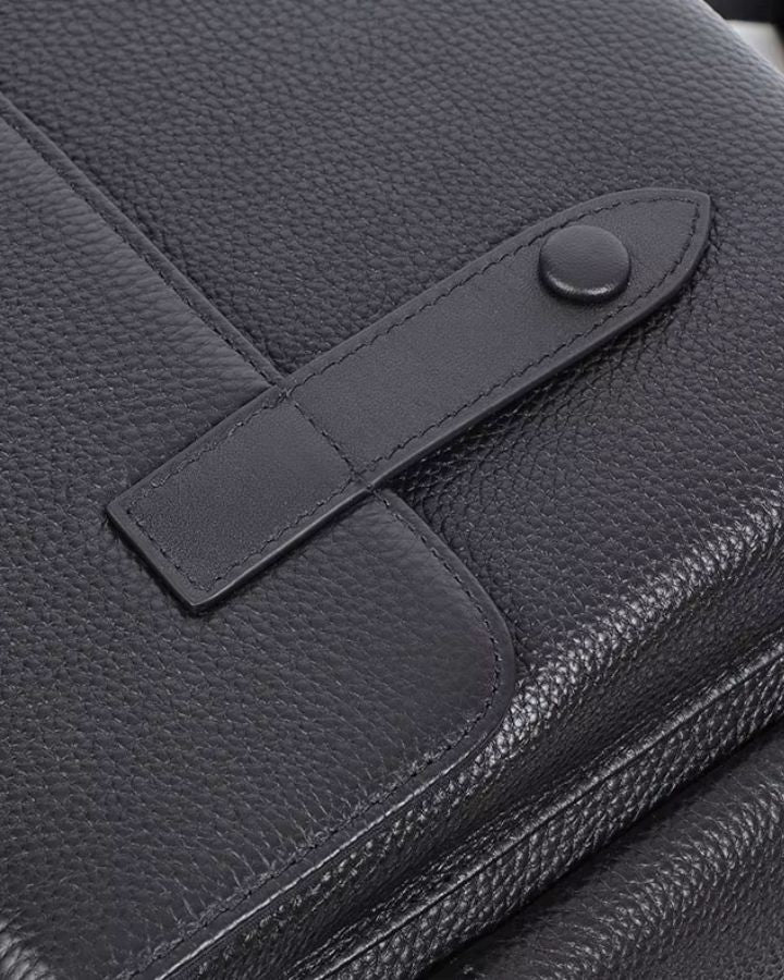 Sac à dos en cuir véritable homme, avec boucle aimanté