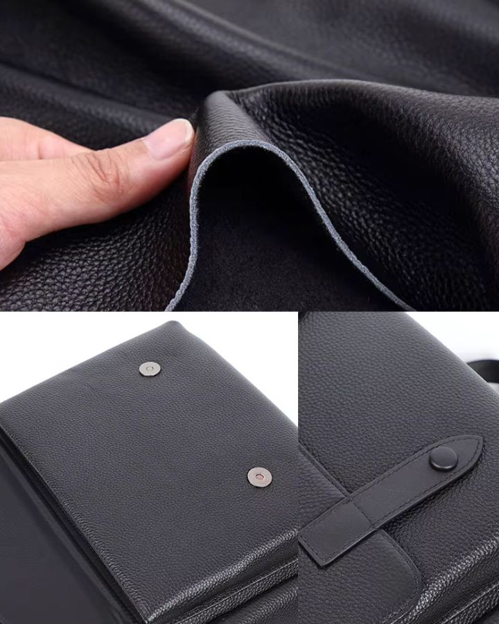 Sac à dos en cuir véritable homme, cuir véritable, détails soignés