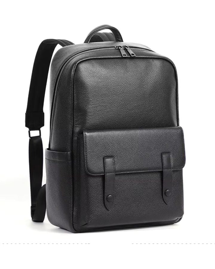 Sac à dos en cuir véritable homme, vue de 3/4