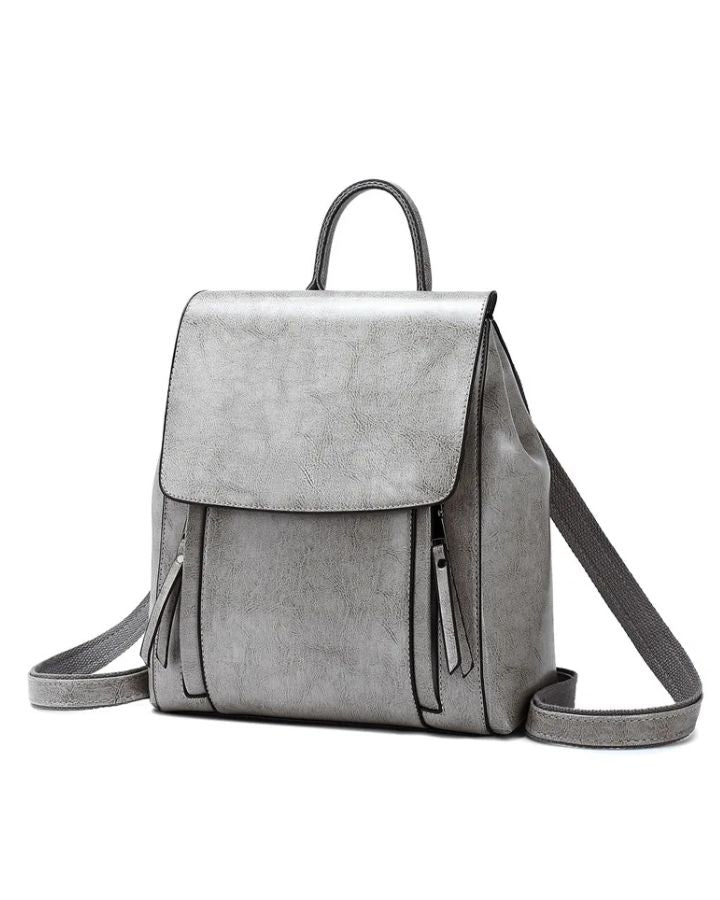 Sac à dos de ville en cuir pour femme, coloris gris