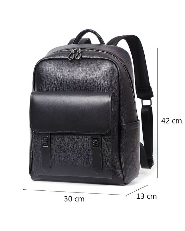 Sac à dos design en cuir véritable homme, dimensions 42 x 30 x 13 cm