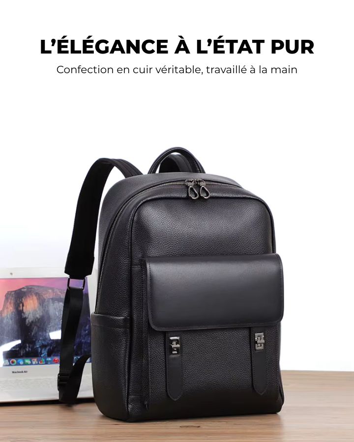 Sac à dos design en cuir véritable homme élégant