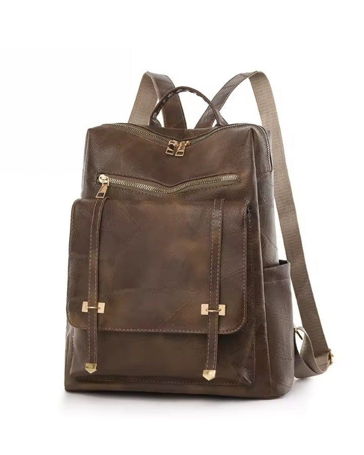 Sac à Dos en Cuir Vintage Femme, marron