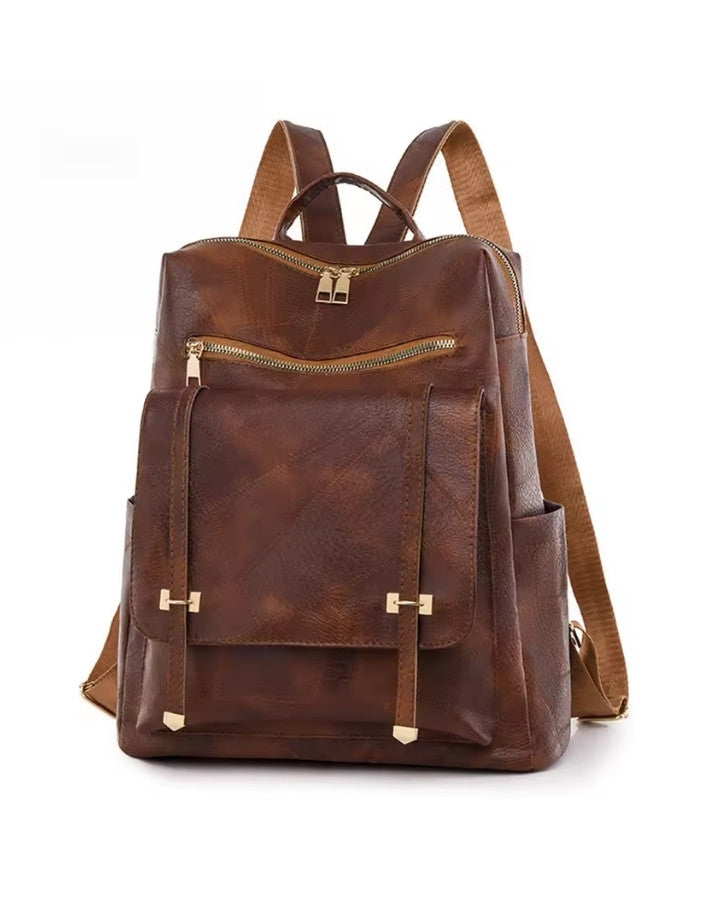 Sac à Dos en Cuir Vintage Femme, brun