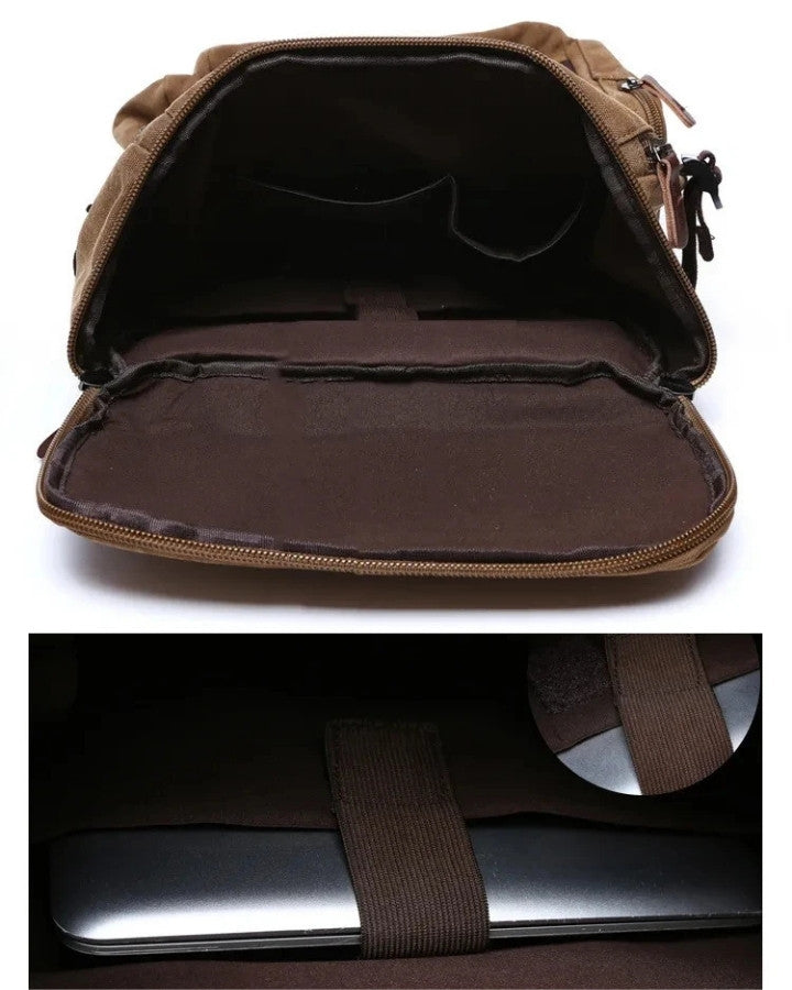 Sac à Dos en Toile Vintage, compartiment ordinateur portable