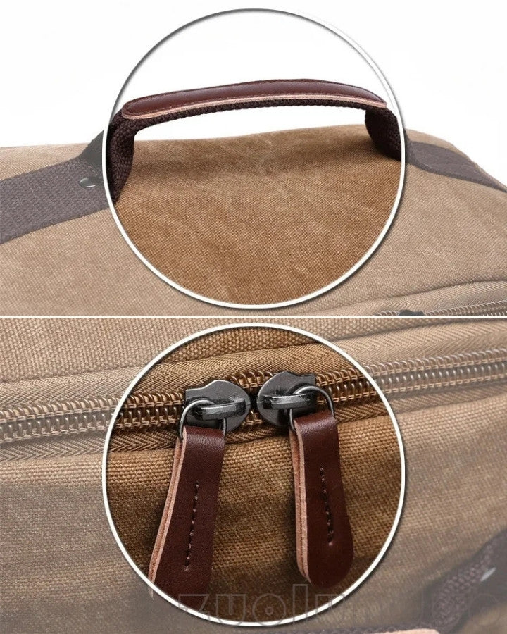 Sac à Dos en Toile Vintage, détails en cuir