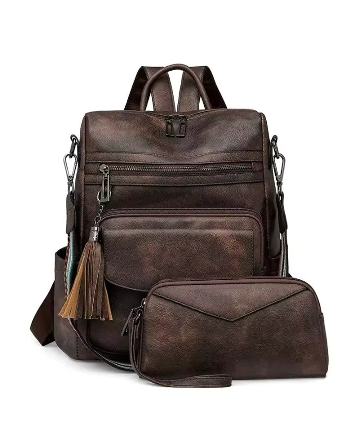 Sac à Dos et Bandoulière en Cuirn, café