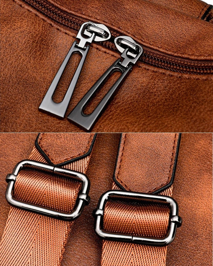 Sac à Dos et Bandoulière en Cuir, détails en métal