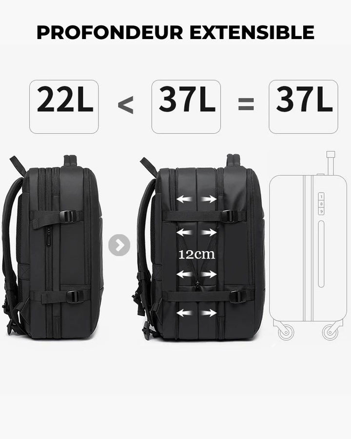 Sac à dos de voyage extensible, 22L à 37L