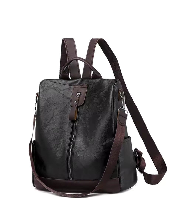 Sac à Dos Faux Cuir Femme - Style Vintage, noir
