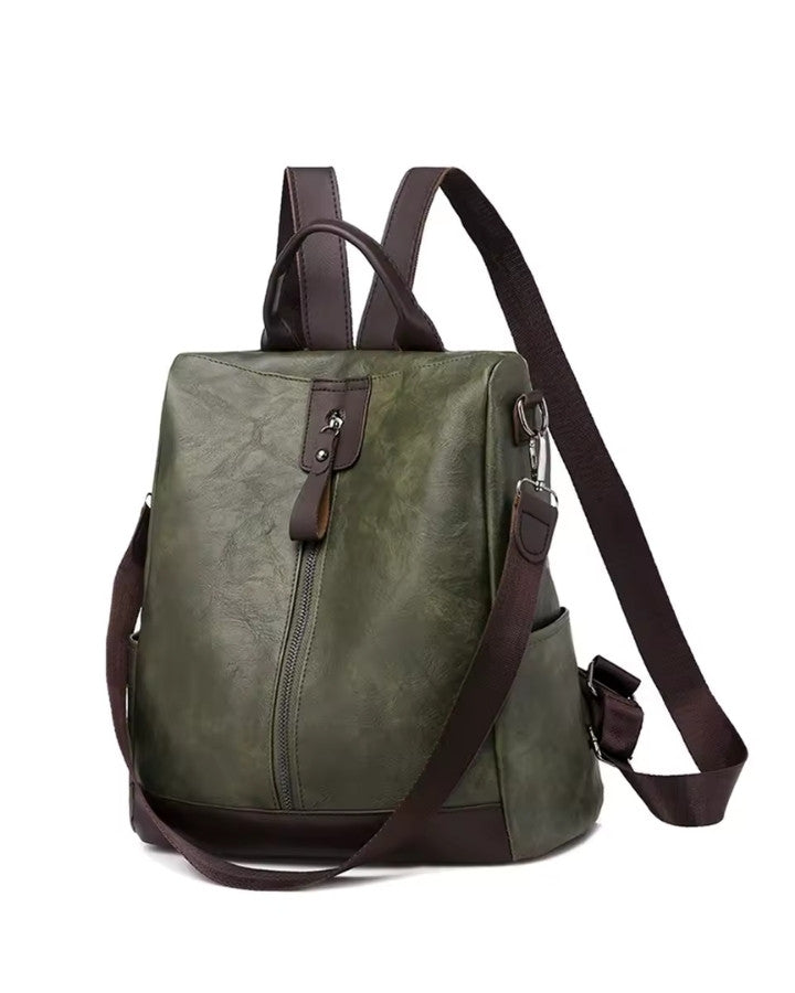 Sac à Dos Faux Cuir Femme - Style Vintage, kaki