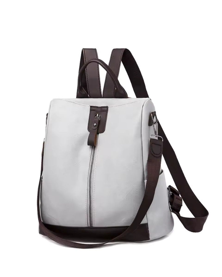 Sac à Dos Faux Cuir Femme - Style Vintage, gris