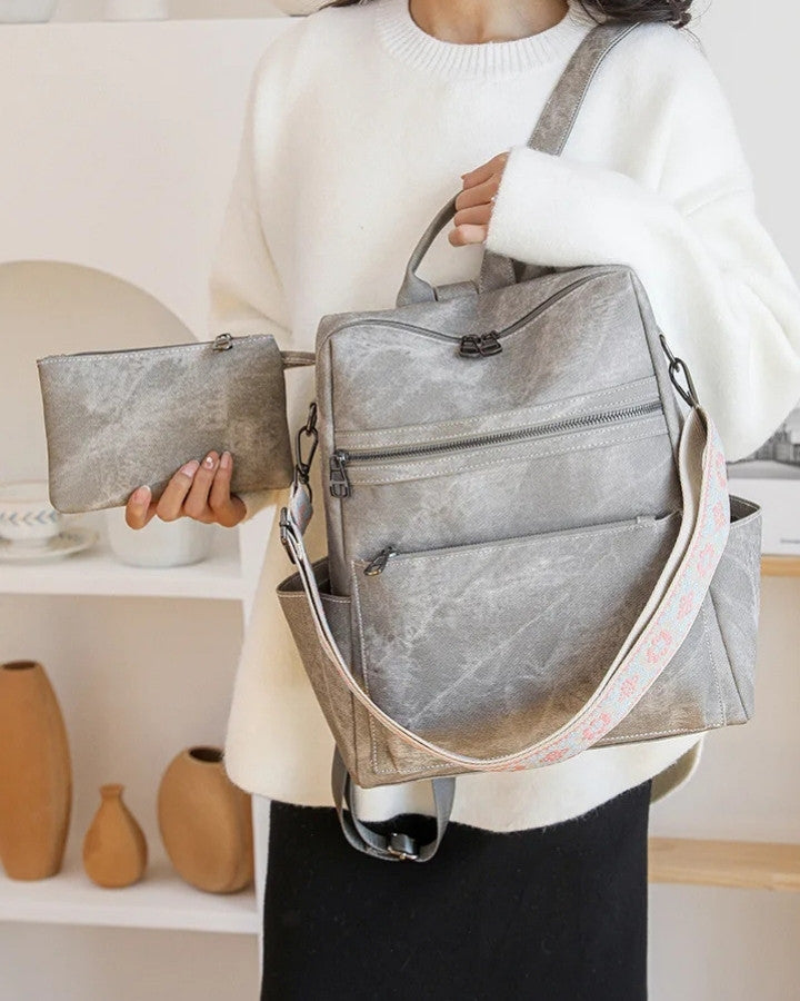 Sac à Dos Femme pour la Ville en Tissu, gris
