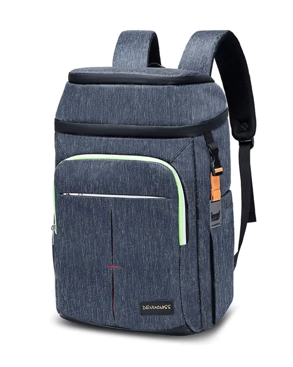 Sac à dos glacière isotherme moderne avec grande poche frontale et design urbain.