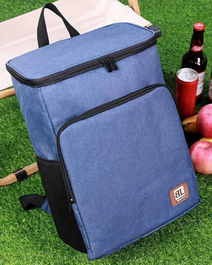 Sac à dos homme isotherme bleu avec grande poche frontale pour déjeuner ou sorties