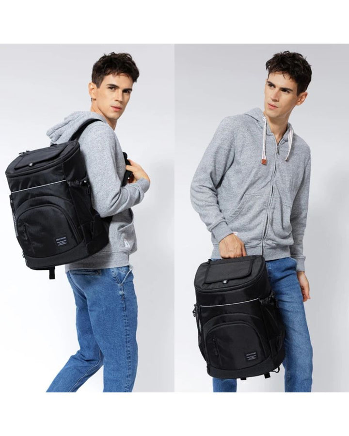Sac à dos isotherme 30 litres, porté à la main et sur l'épaule