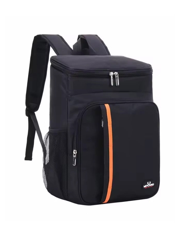 Sac à dos isotherme adulte noir élégant avec grande capacité de stockage pour transporter déjeuners et boissons fraîches.