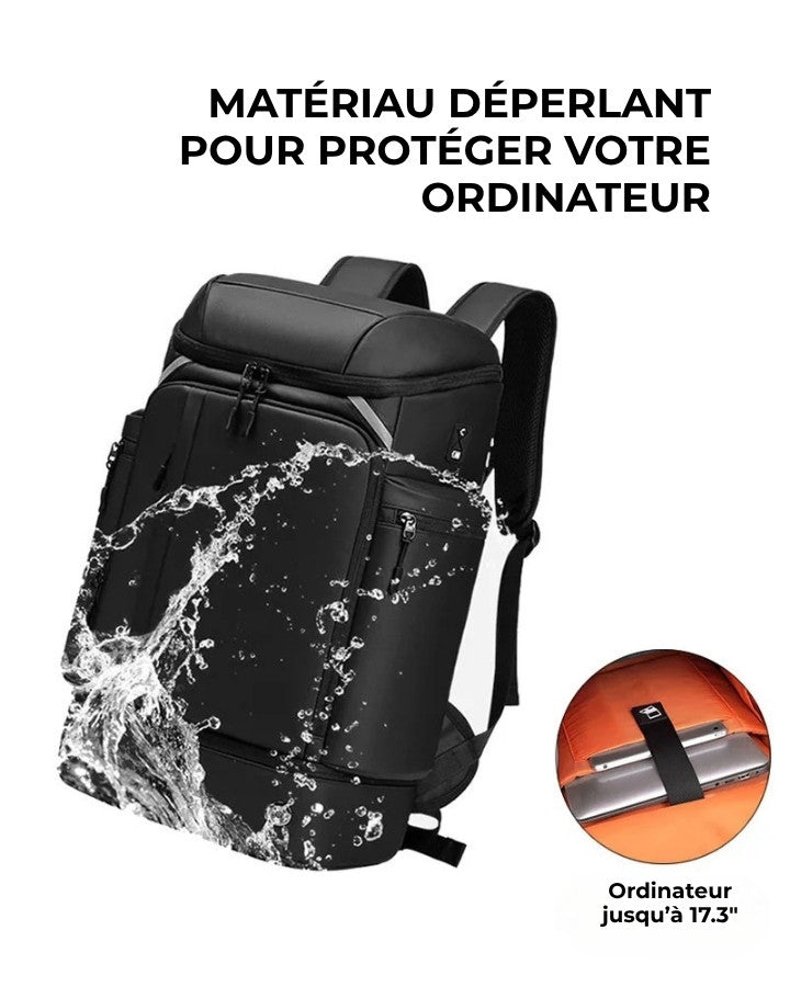 Sac à Dos de Voyage Multi-Compartiment, déperlant et compartiment pour ordinateur jusqu'à 17.3"
