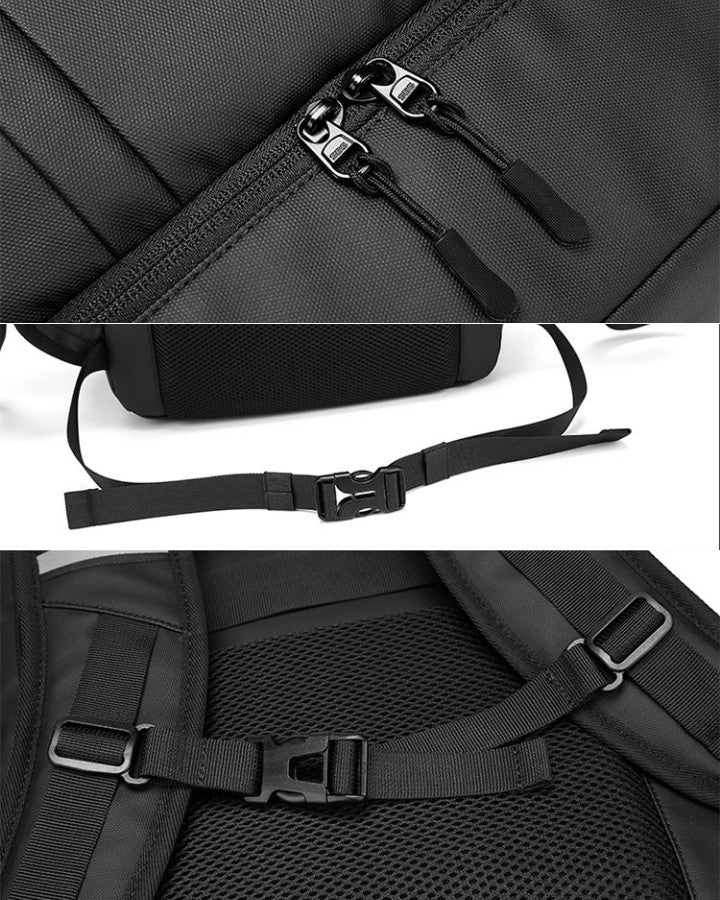 Sac à Dos de Voyage Multi-Compartiment, détails : sangle pectorale et sangle à ventrale