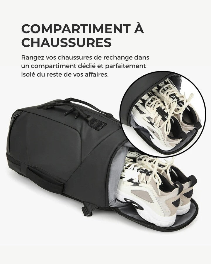 Sac à Dos Multi Usage, Rangez vos chaussures de rechange dans un compartiment dédié et parfaitement isolé du reste de vos affaires.