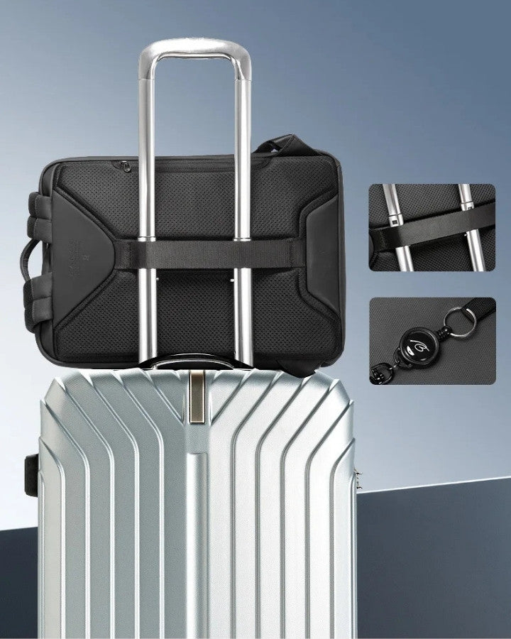 Sac à Dos Ordinateur Homme Chic, avec sangle fixation valise trolley et porte-clé