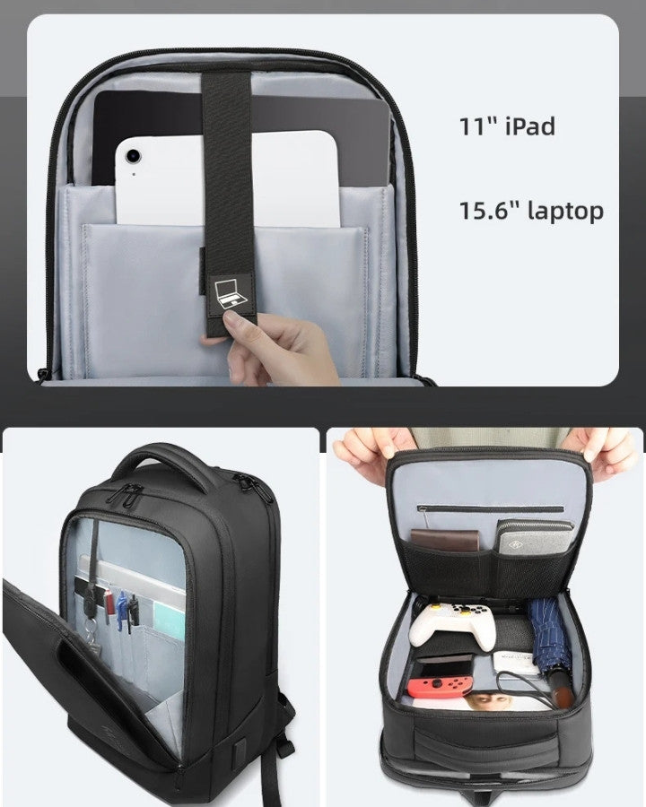 Sac à Dos Ordinateur Portable Déperlant, avec compartiment dédié pour ipad 11" et pc 15.6"