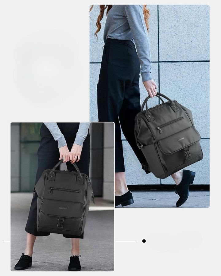 Sac à Dos Pratique Femme - Active, noir, porté par une femme