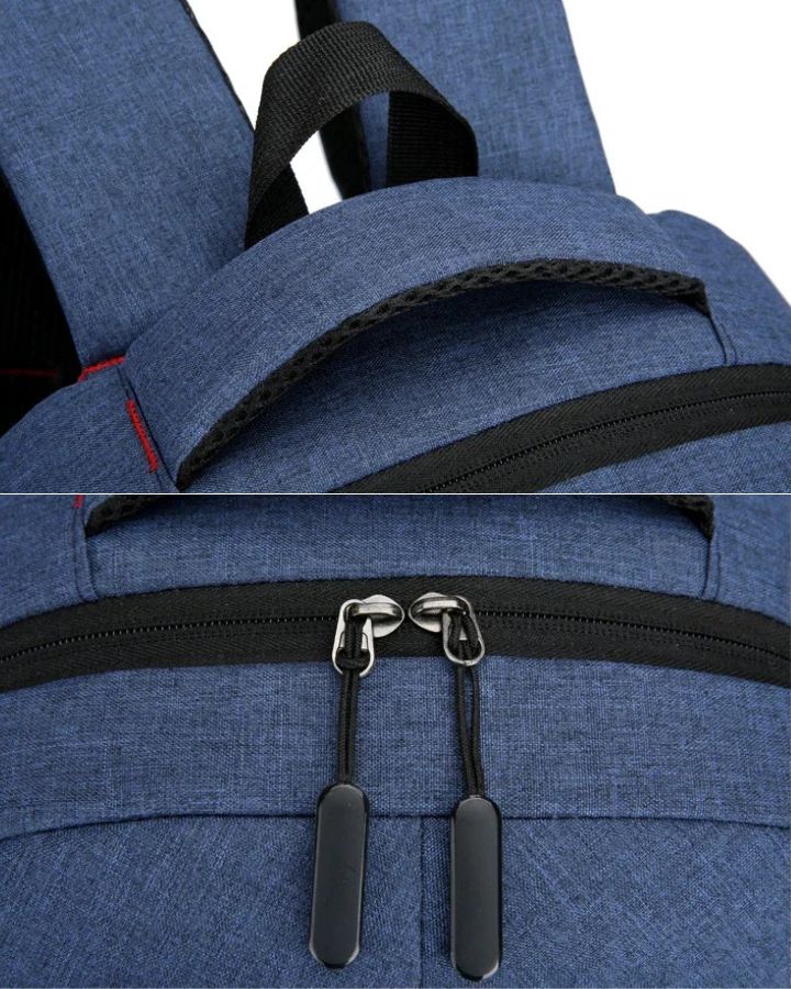 Sac à Dos de Travail Pratique, détails, poignée et fermeture