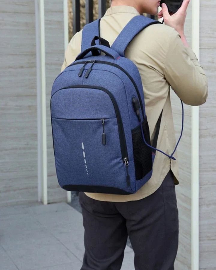 Sac à Dos de Travail Pratique, bleu, port sur le dos