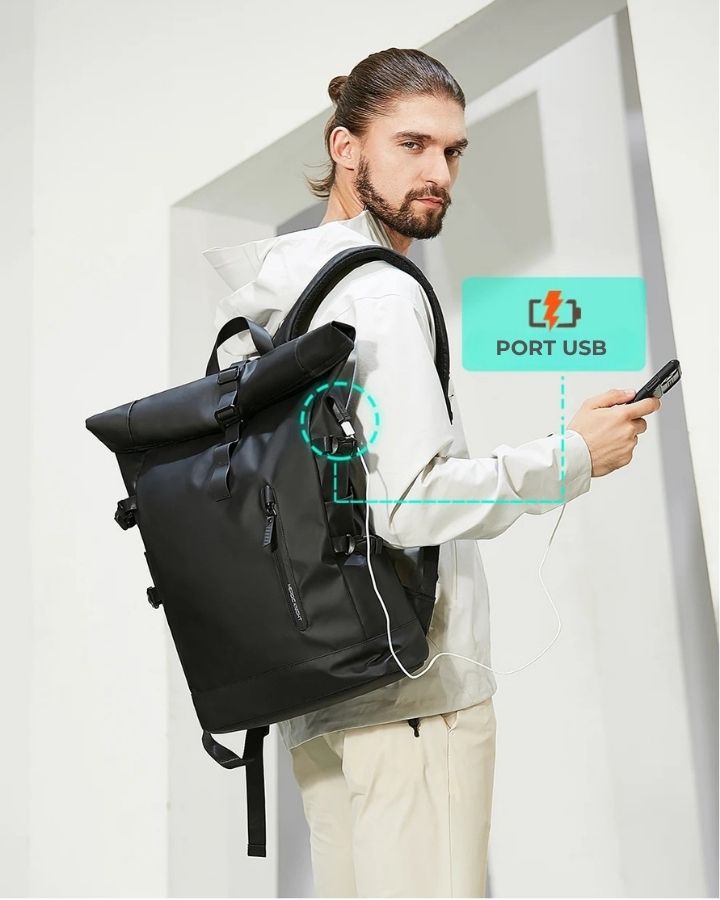 Sac à Dos Rabat Enroulable, avec port USB