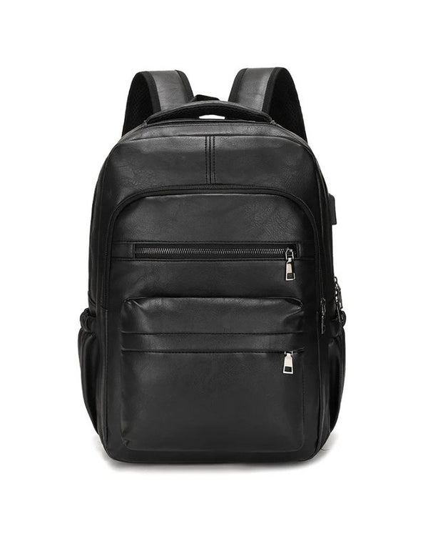 Sac à dos simili cuir homme, noir