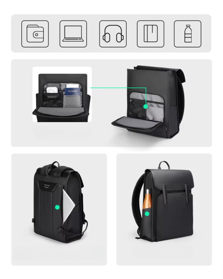 Intérieur du sac à dos ville ordinateur avec compartiment pour PC portable et poches organisées