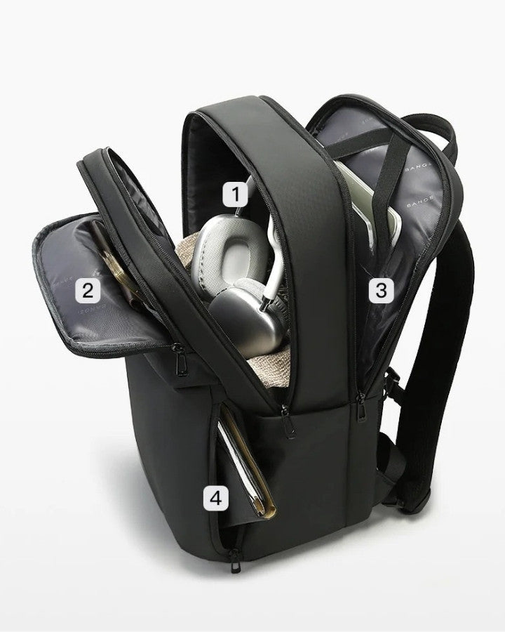 Sac à Dos de Voyage Business, avec 4 compartiments principaux, ouverts